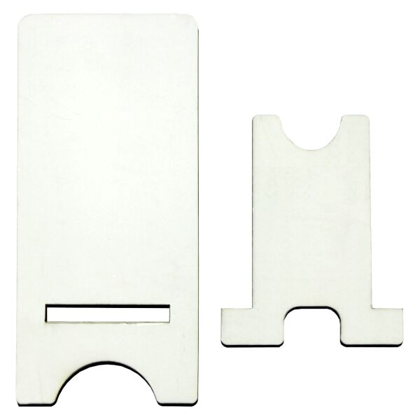 ImageStand Phone Stand for Small Smartphones, Flat top, White Gloss Hard Board with Black Back. Thumbnail